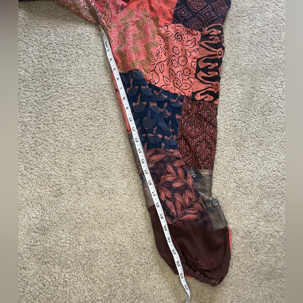 Boho festival hippie multicolor patchwork harem jogger pants size small - Picture 6 of 8